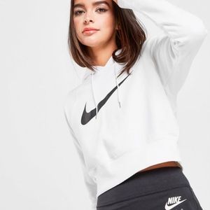 Nike White Cropped Hoodie